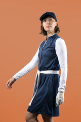 Women's golfer in sustainably made in USA golf dress